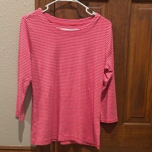 J. Jill Pima 3/4 - Sleeve Scoop - Neck Tee in Red/Pink - Size medium